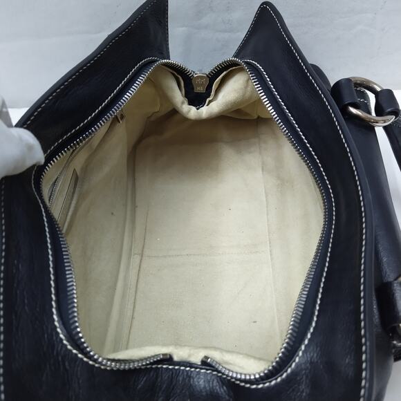 Marc Jacobs Black Leather Pushlock Pocket Double Handles Zipper Satchel Bag - Picture 9 of 16